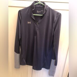 Under Armour dark navy t-shirt with front 1/2 zipper, size M